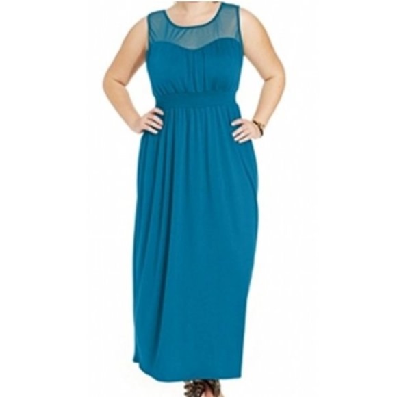 Love Squared Dresses Teal Maxi Illusion Cut Out Dress Poshmark